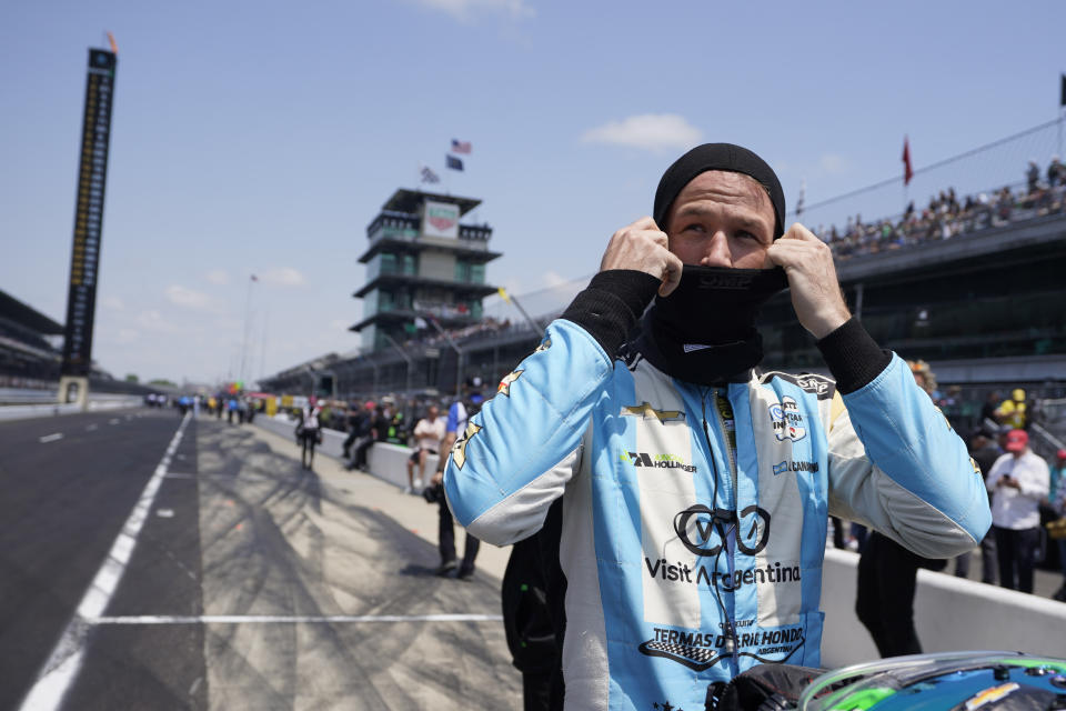 Agustin Canapino, of Argentina, prepares during qualifications for the Indianapolis 500 auto race at Indianapolis Motor Speedway, Saturday, May 20, 2023, in Indianapolis. (AP Photo/Darron Cummings)