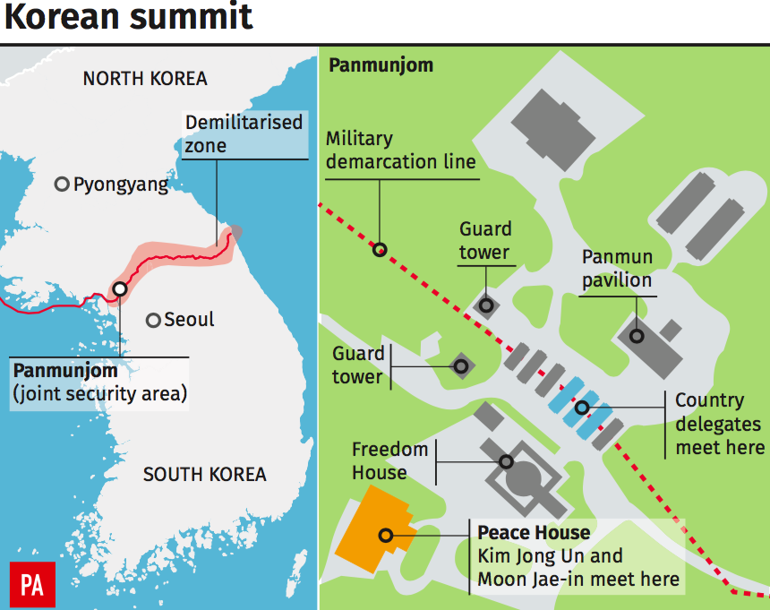 <em>The location of the venue for the historic summit between North and South Korean leaders (PA)</em>