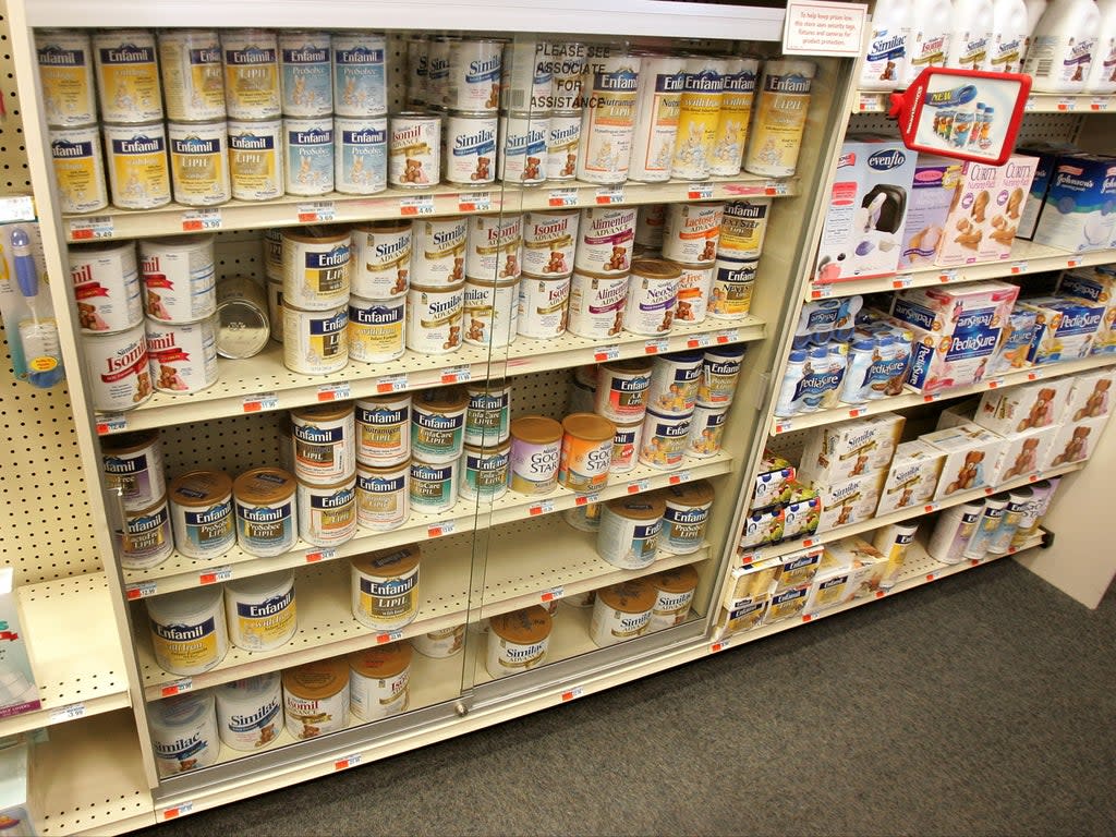 Baby formula products are locked away in a Chicago store  (Getty Images)