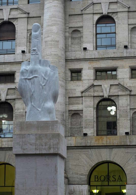 The L.O.V.E. statue by Mourizio Cattelan has been criticised for being anti-capitalist