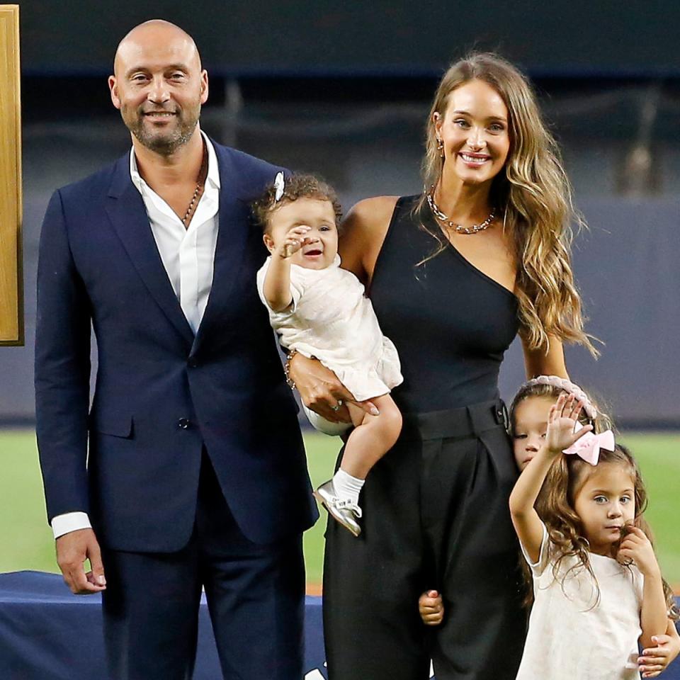 Derek Jeter's 3 Daughters Join Him At Yankee Stadium During Baseball ...