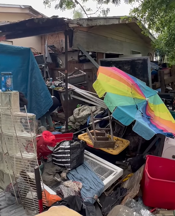 This screengrab from a video shot by Melbourne Mayor Paul Alfrey shows conditions in the fenced backyard of 4445 Sherwood Blvd.