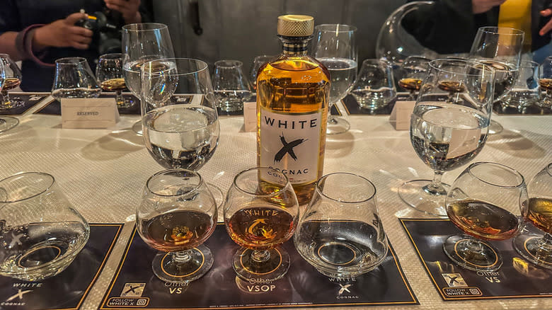 White X Cognac bottle, tasting