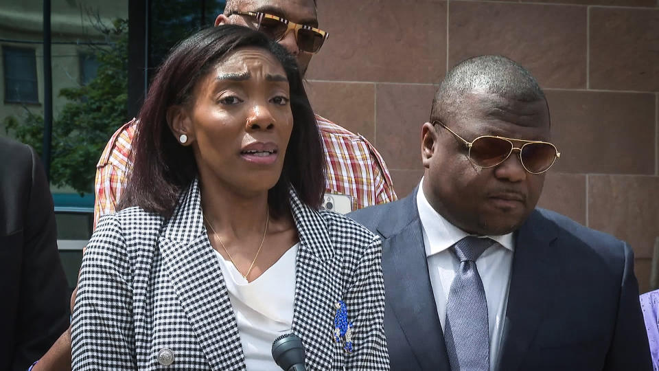 Tali'Ja Campbell speaks about the death of her husband Qualin in Colorado Springs, Colo., on June 8, 2023. (KOAA)