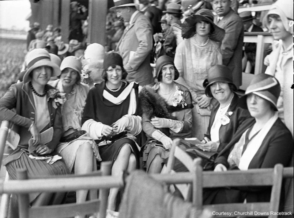 The Kentucky Derby has always been as much a social event as a horse race, with fans from the beginning serving up fashion in the grandstand, as this photo from 1929 shows, and food in the infield, according to remembrances from racetrack owner Matt Winn.
