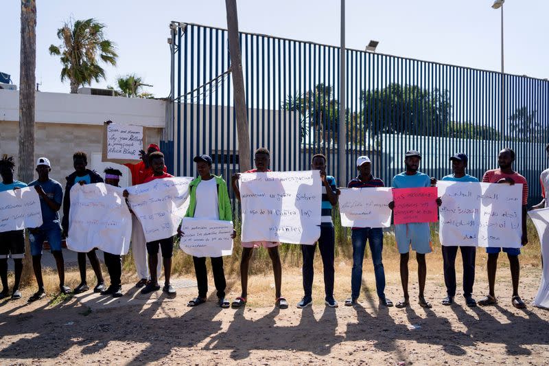 FILE PHOTO: Protests in Melilla after at least 23 migrants died trying to reach the Spanish enclave, in Melilla