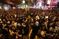 Demonstration demanding Hong Kong's leaders to step down and withdraw the extradition bill, in Hong Kong