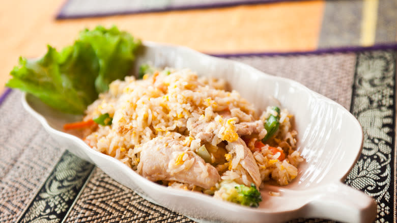 Fried rice with chicken and veggies