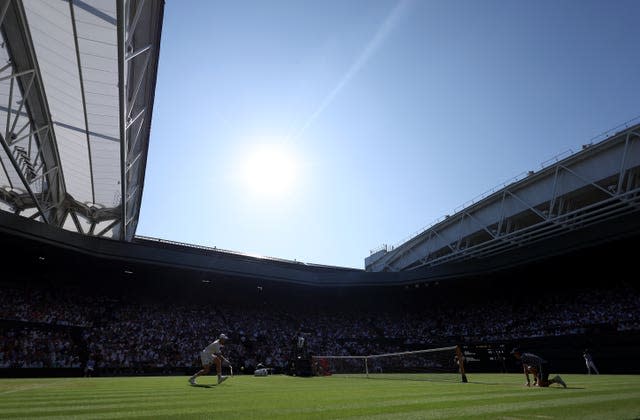 The roof was open for the resumption of the match