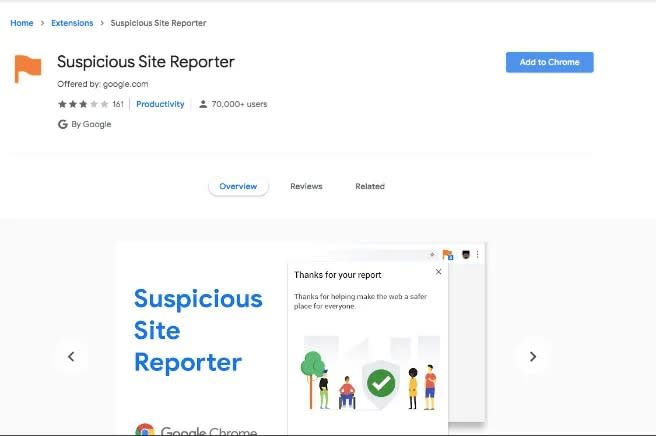 Google 外掛程式：Suspicious Site Reporter