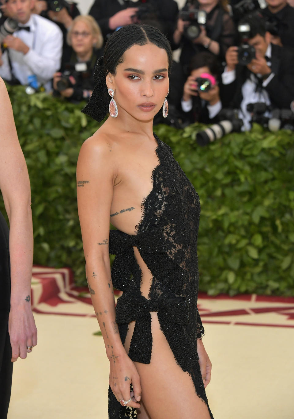 In a risqué lace gown the 29-year-old strutted her stuff on the red carpet, definitely putting herself at risk wardrobe malfunction… or two. Source: Getty