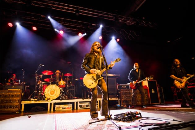 Blackberry Smoke onstage in 2023. The band announced they're postponing concerts following drummer Brit Turner's death. - Credit: Gina Wetzler/Redferns/Getty Images