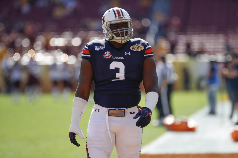 Auburn. DL Marlon Davidson finished his career with 51 starts. (Photo by Mark LoMoglio/Icon Sportswire via Getty Images)