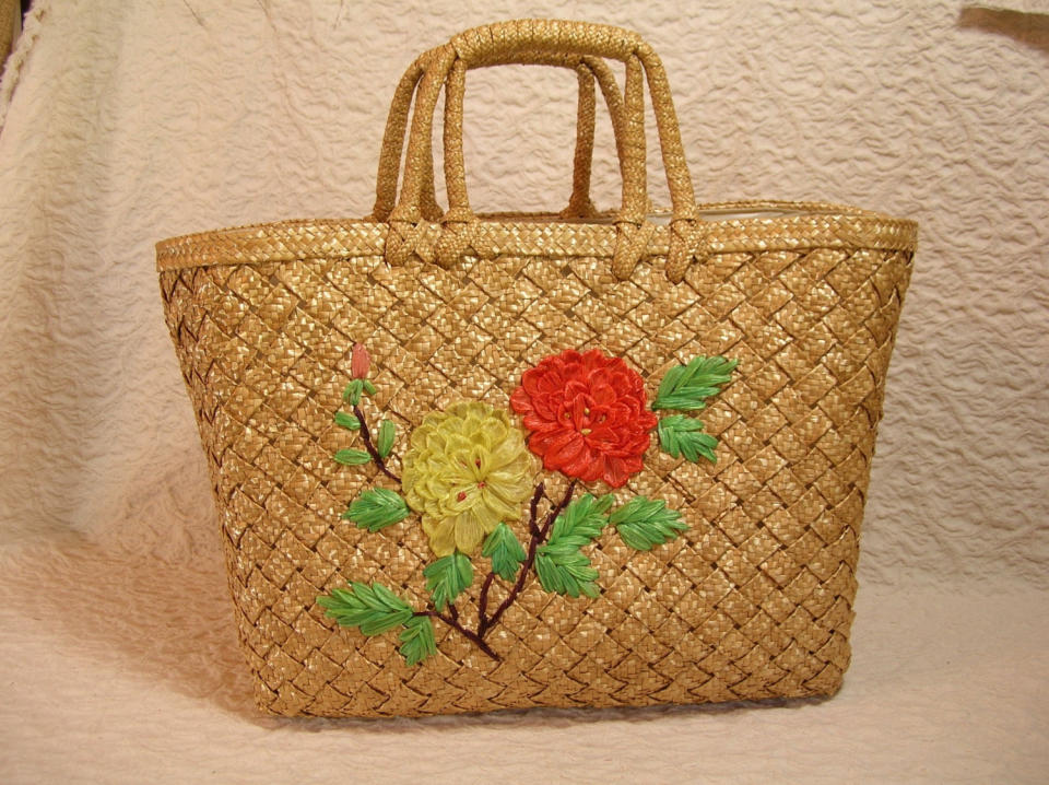 Vintage straw tote