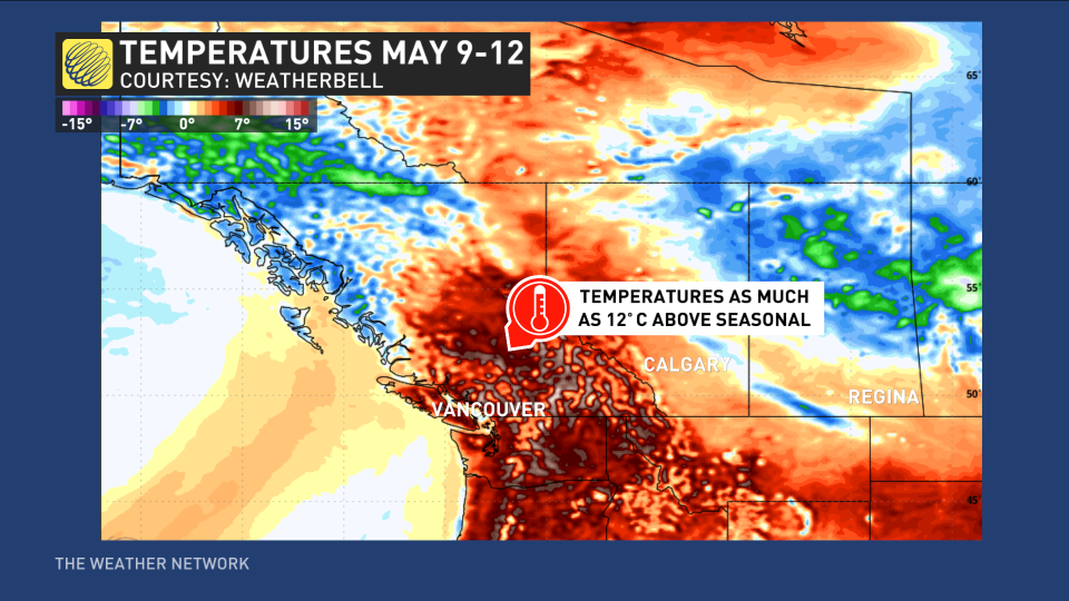 Temperatures May 9-12 Western Canada