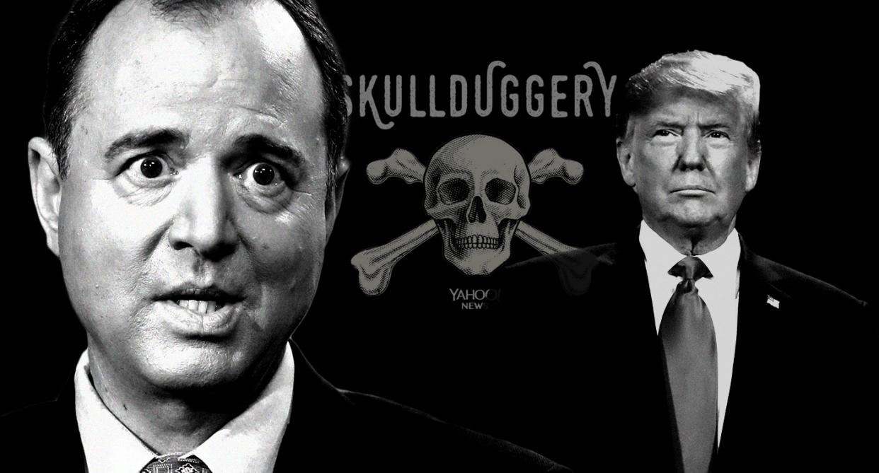 Sen. Adam Schiff and President Trump. (Photo illustration: Yahoo News; photos: AP)