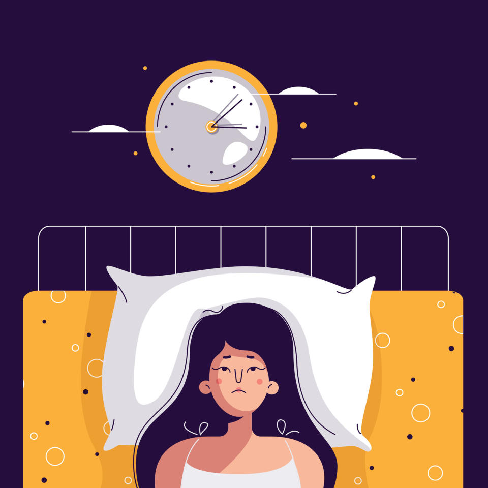 illustration of woman suffering from lack of sleep