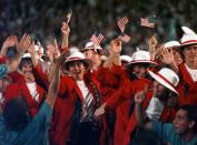 <p>At the Summer Games in Atlanta, the women of Team USA wore red coats and white hats. (AP) </p>