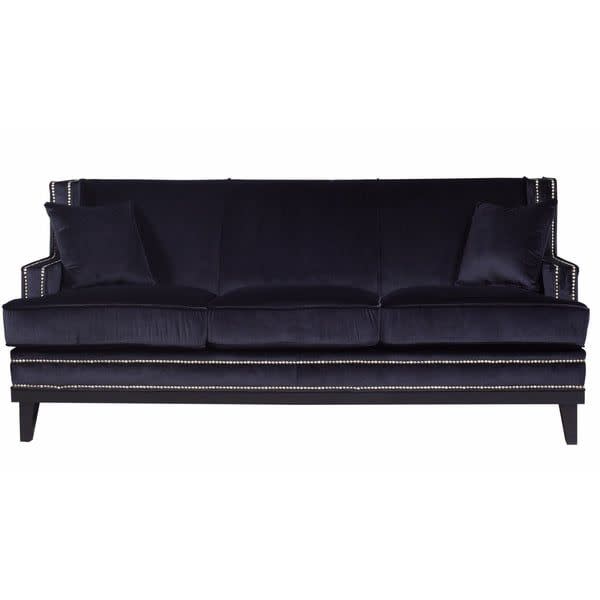 5) Modern Soft Velvet Sofa with Nailhead Trim Details