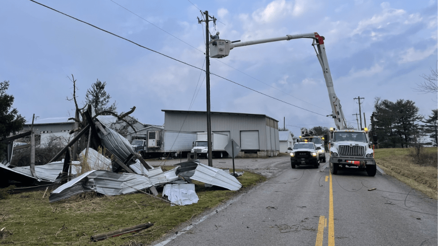 AEP Ohio crews work to restore power after storm damage in southwest Columbus, Ohio on February 28, 2024 (Courtesy Photo/AEP Ohio)