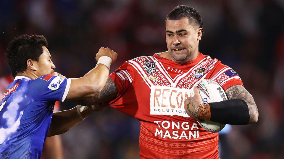 Seen here, Andrew Fifita in action for Tonga's rugby league team.