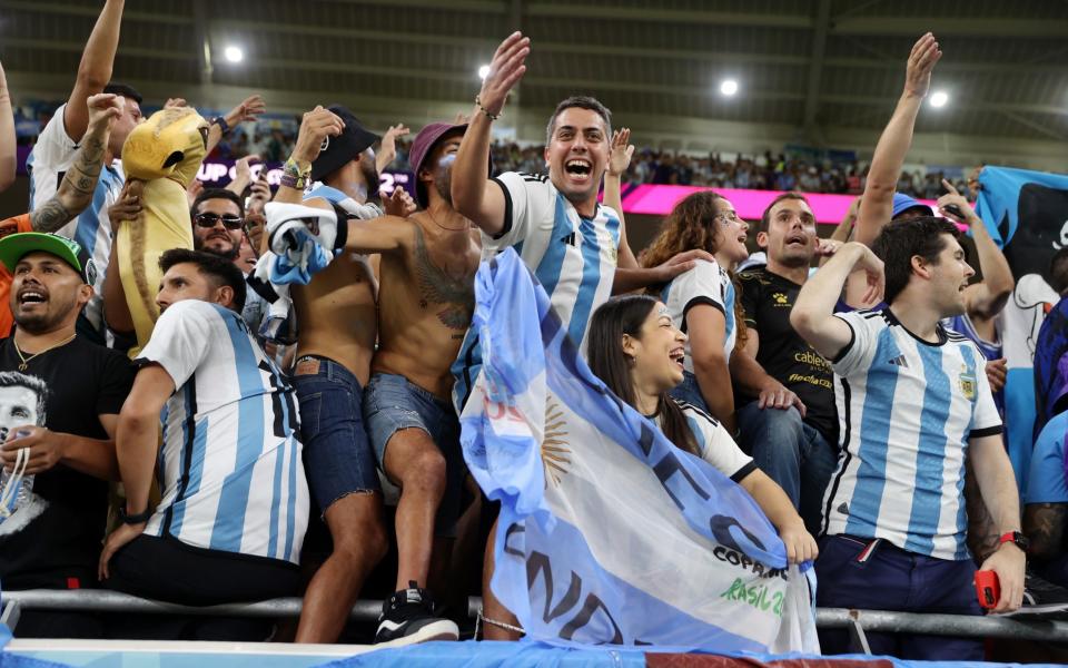 Argentina fans show their support prior to the FIFA World Cup Qatar 2022 Round of 16 match between Argentina and Australia at Ahmad Bin Ali Stadium - Getty Images