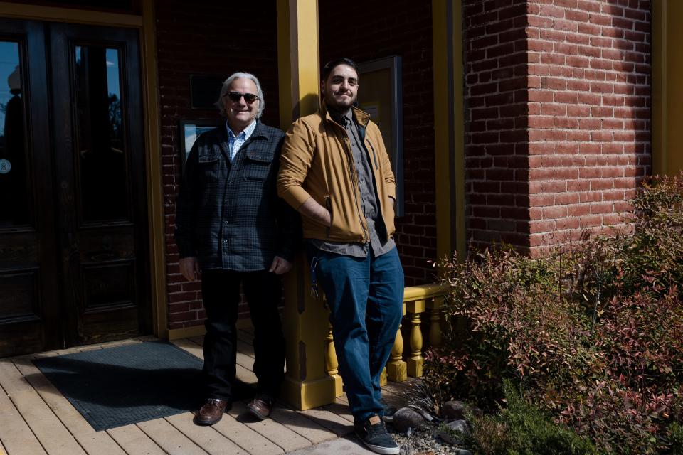 Director Bart A. Roselli (left) and curator Javier Marrufo (right) stand outside the Silver City Museum where they are working on an oral history project about Chihuahua Hill, the town's oldest Mexican American neighborhood.