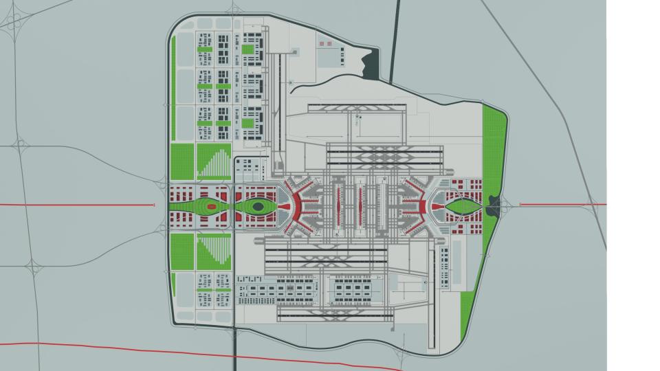 The new airport is expected to serve Tianjin and Hebei province as well as Beijing. The airport will cover an area of 2,680 hectares. It would replace Beijing Capital International Airport (which had 78 million passengers in 2011, second most in the world) as the main airport of Beijing and the largest in China. (Image/ Design Copyright of NACO, Netherlands Airport Consultants B.V)