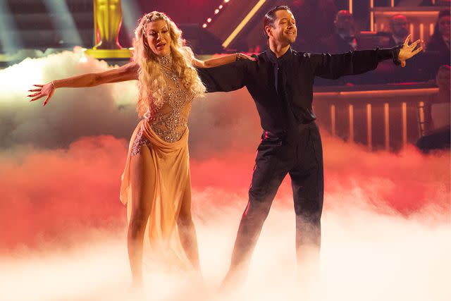 <p>Disney/Eric McCandless</p> (L-R) Tori Spelling and Pasha Pashkiv performing on Dancing with the Stars on September 24, 2024.