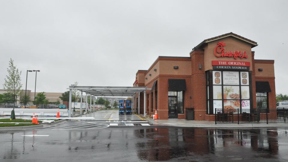 On May 15, the canopy over the drive-thru isn't finished during renovations at the Middletown Chick-fil-A restaurant at 701 S. Ridge Ave., near Middletown-Warwick Road.
