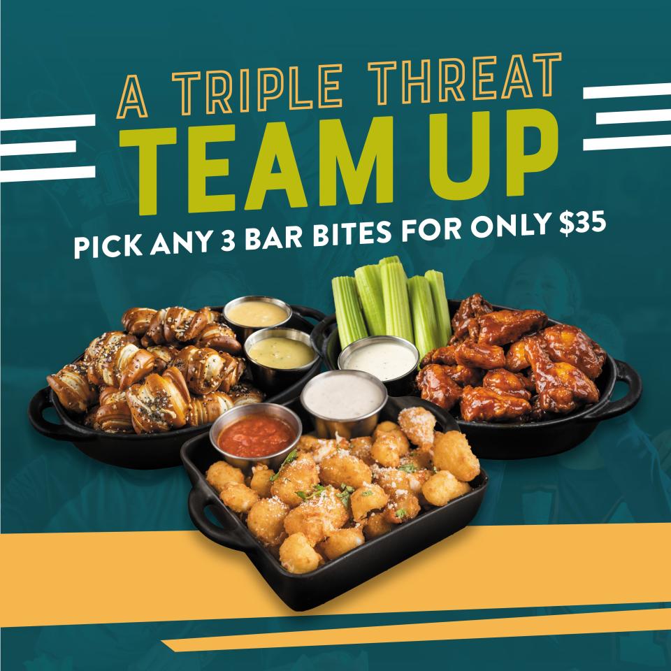 Gather the crew and score big flavors and big savings with your choice of three select mouth-watering appetizers for just $35.