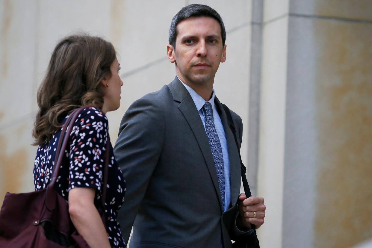 Former Cincinnati City Councilman P.G. Sittenfeld and his wife Dr. Sarah Coyne arrive for his trial in the June, 2022.