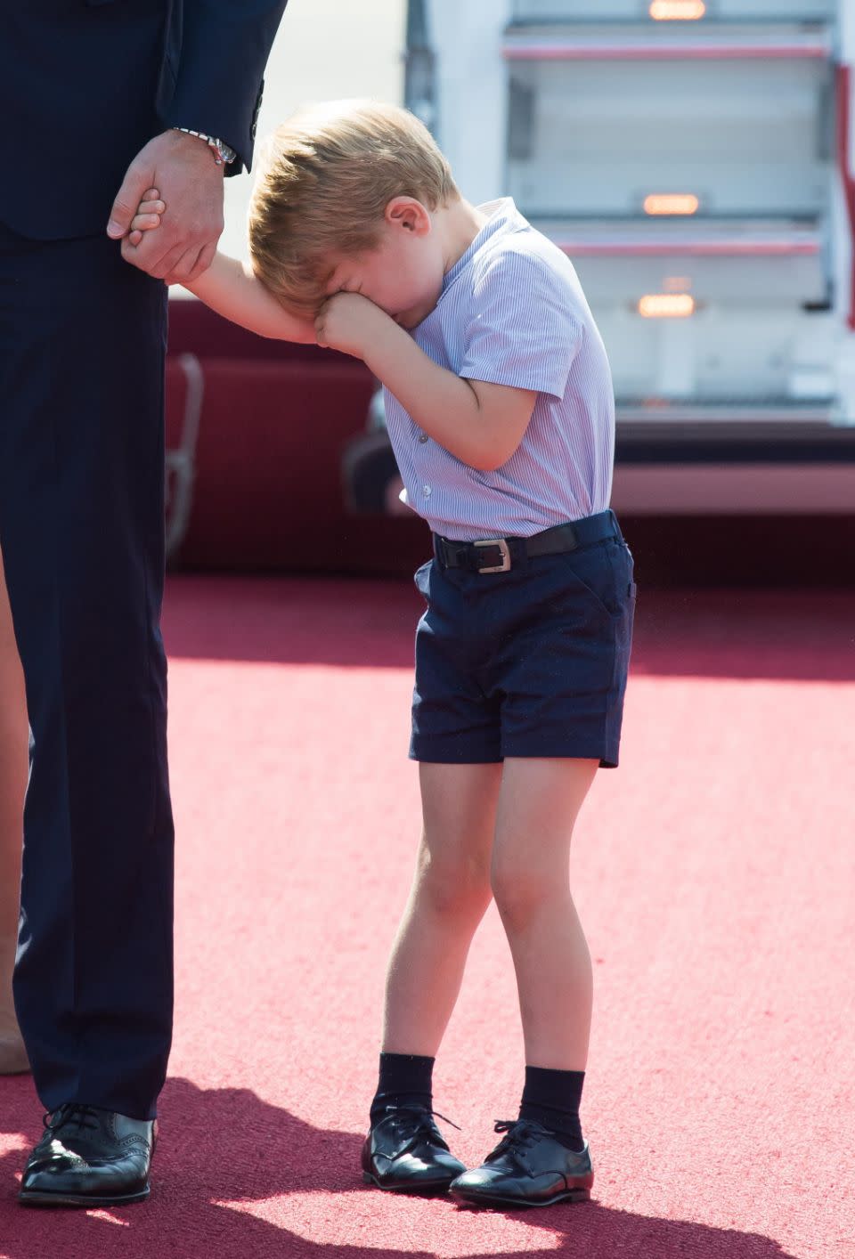 Oh dear. There have been some moments on the royal tour where George needed a little cry. Photo: Getty