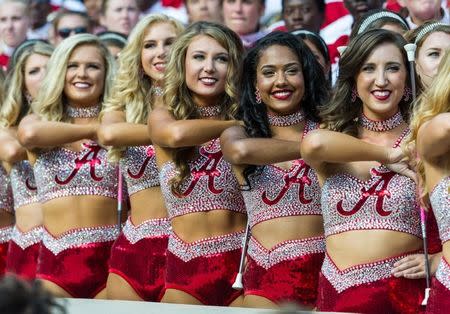 Oct 20, 2018; Knoxville, TN, USA; Alabama Crimson Tide majorettes stand during the National Anthem before a game against the Tennessee Volunteers at Neyland Stadium. Mandatory Credit: Bryan Lynn-USA TODAY Sports