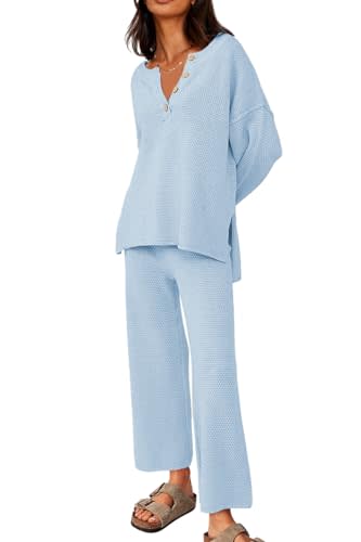 LILLUSORY Womens Matching Sets 2 Piece Lounge Sets Sweatsuits Sweat Suits Outfits Cozy Knit Pullover Sweater Loungewear Set