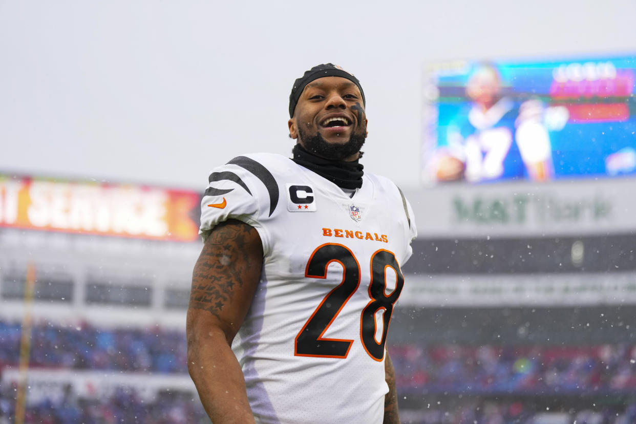 Bengals RB Joe Mixon was officially charged with aggravated menacing on April 7. (Photo by Cooper Neill/Getty Images)