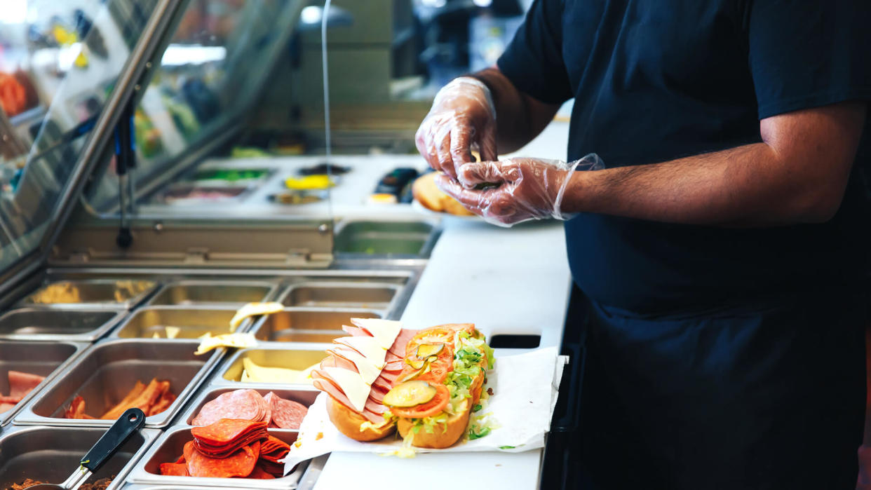 the kitchen of fast food restaurant.