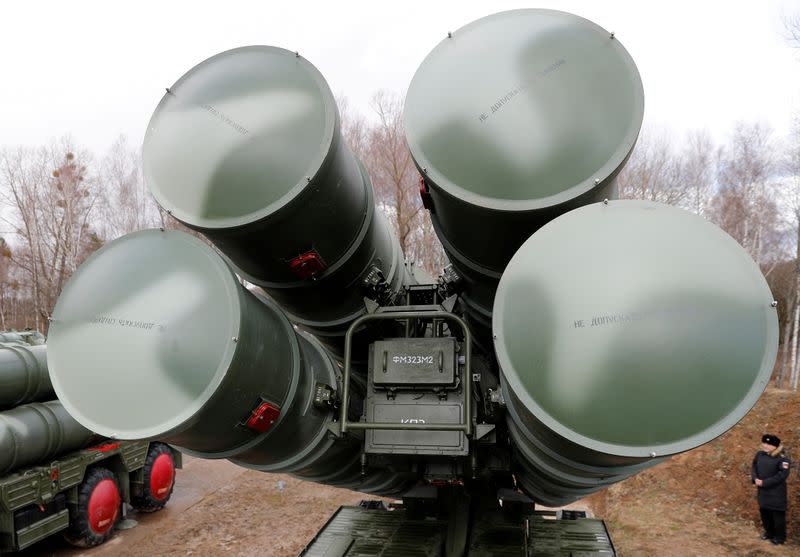 FILE PHOTO: A view shows S-400 surface-to-air missile system after its deployment near Kaliningrad