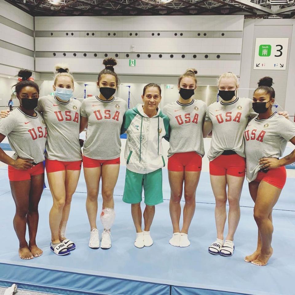 The women were lucky enough to get a photo during training with Oksana Chusovitina