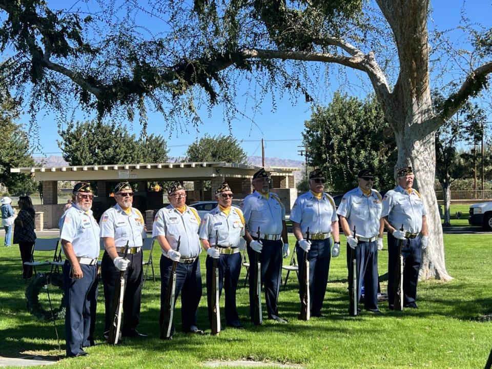 The annual Memorial Day commemoration at the Veterans Memorial in Coachella will include a presentation of wreaths and a salute (riffle volley) by the Post 739 Honor Guard.