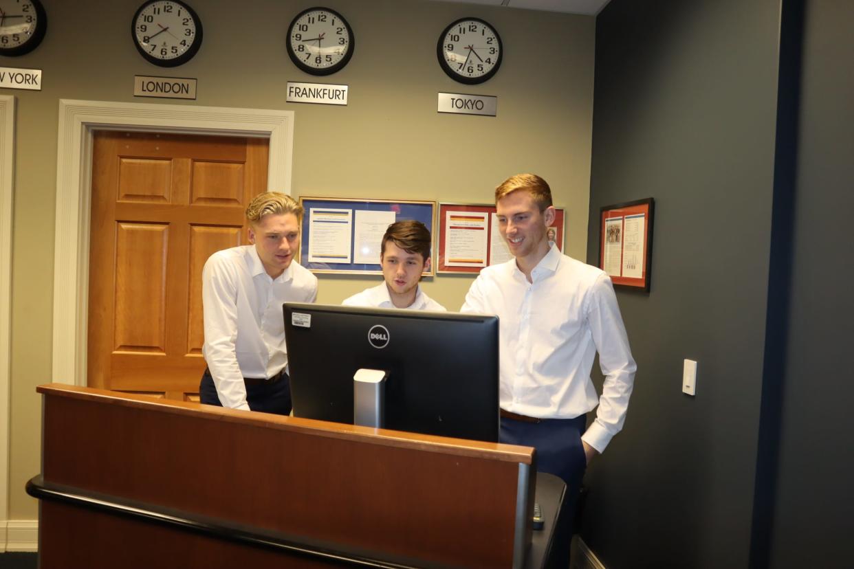 The “Cool Cats” — AU seniors Joe Renner, Brandon Davidson and Brett Robinson — placed in the top 1% in the GLO-BUS simulation, a completely online exercise where teams of students run companies that are in a neck-and-neck race for global market leadership. A total of 3,500 teams from 150 colleges and universities worldwide participated in the competition.