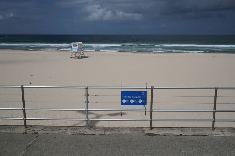 Australia's Bondi Beach remains closed to prevent the spread of the coronavirus disease (COVID-19), in Sydney