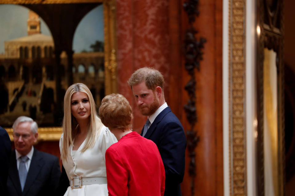 Ivanka Trump and Britain's Prince Harry, The Duke of Sussex review items from the Royal Collection at Buckingham Palace, in London, Britain, June 3, 2019. REUTERS/Carlos Barria