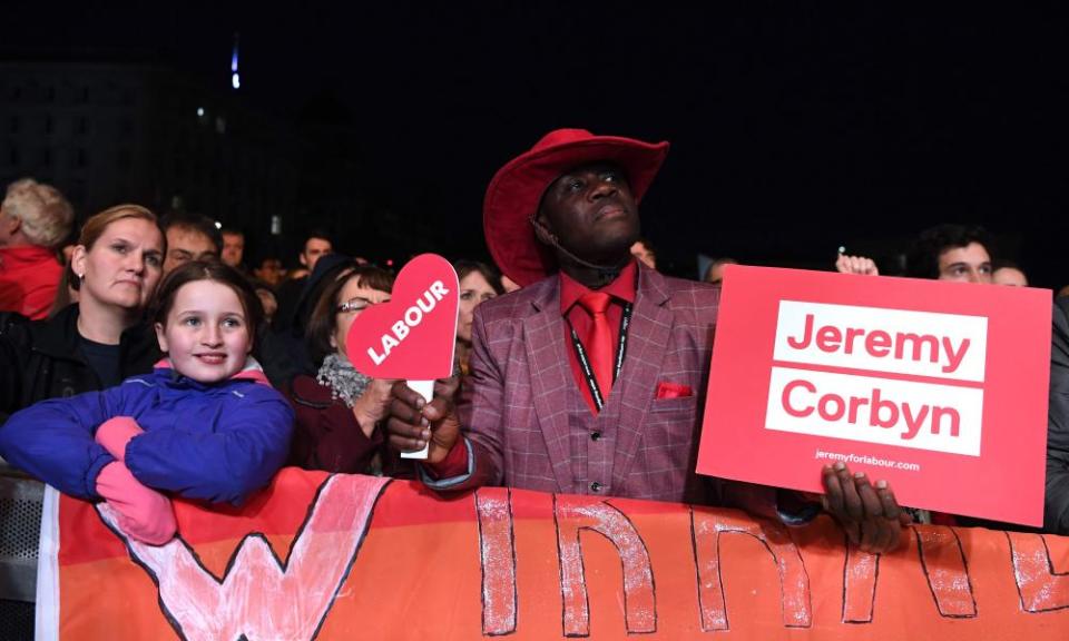 Corbyn supporters in Liverpool on Saturday.