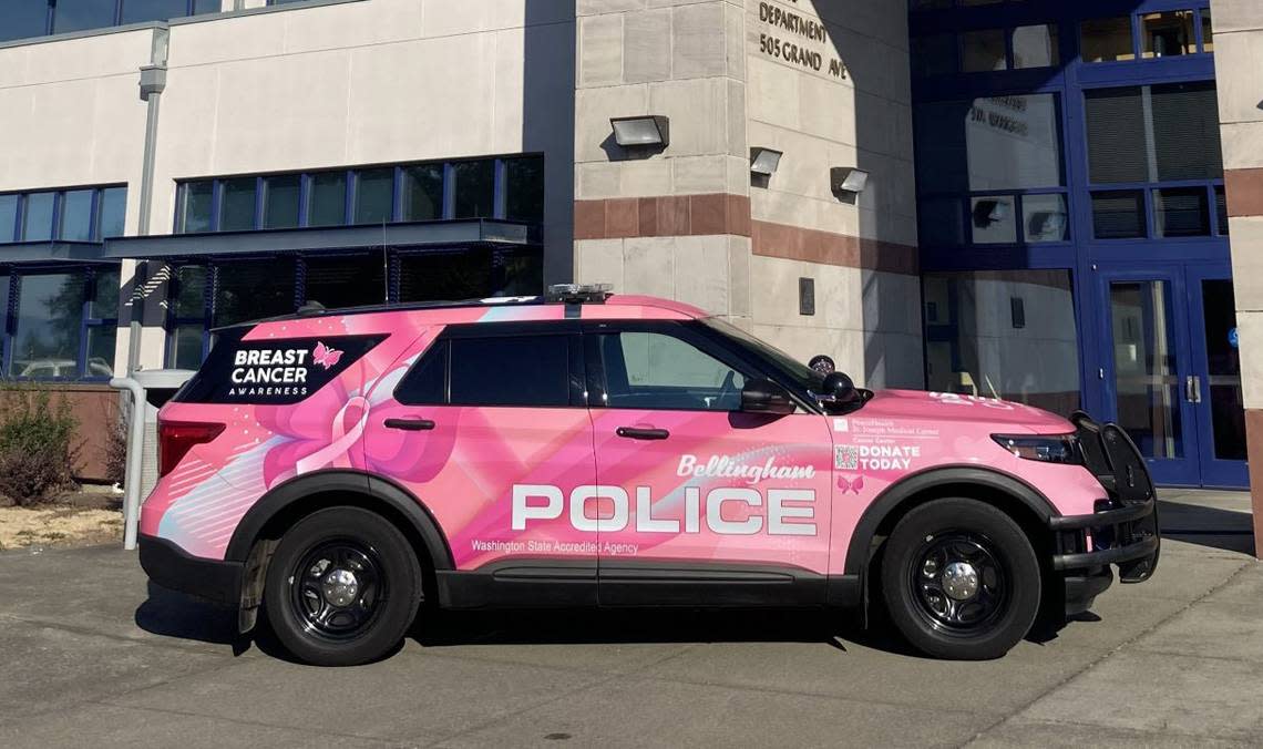 In addition to pink badges in October, the Bellingham Police Department announced Wednesday, Oct. 5, that it will use a pink patrol vehicle to recognize Breast Cancer Awareness.
