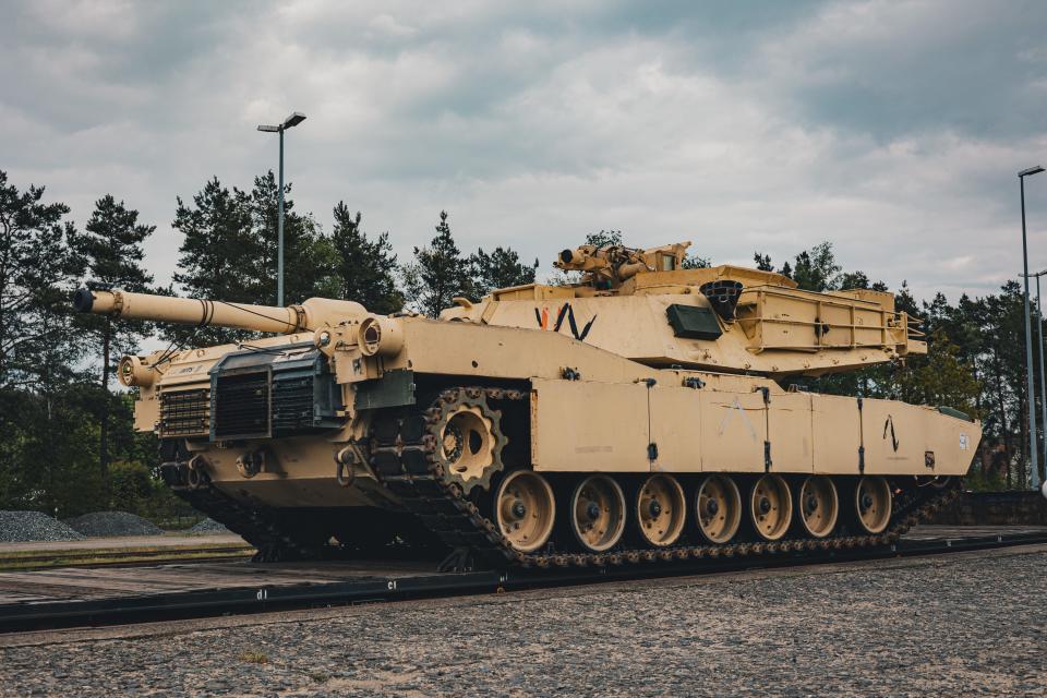 A US M1A1 Abrams tank in Germany on May 12, 2023.