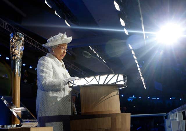 Queen Elizabeth II the 2014 Commonwealth Games Opening Ceremony at Celtic Park, Glasgow