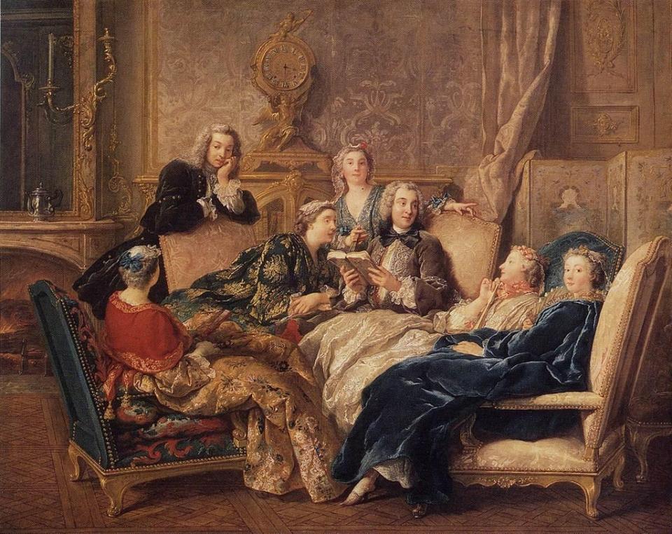 Jean François de Troy, A reading From Molière, c. 1728 (Public domain)