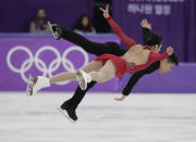 <p>Sui Wenjing and Han Cong of China perform in the pairs free skate figure skating final in the Gangneung Ice Arena at the 2018 Winter Olympics in Gangneung, South Korea, Thursday, Feb. 15, 2018. (AP Photo/Julie Jacobson) </p>