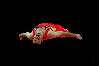 LONDON, ENGLAND - AUGUST 03: Viachaslau Modzel of Belarus competes on the Men's Trampoline during Day 7 of the London 2012 Olympic Games at North Greenwich Arena on August 3, 2012 in London, England. (Photo by Cameron Spencer/Getty Images)